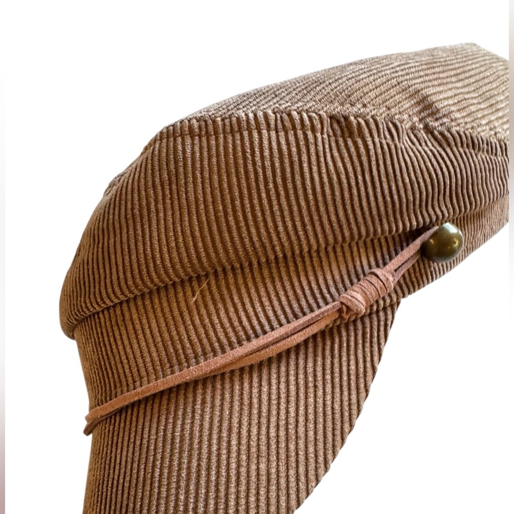 Brown Tan Camel Baker Boy Corduroy Retro Nine West OS Hat MINTY - Picture 2 of 7